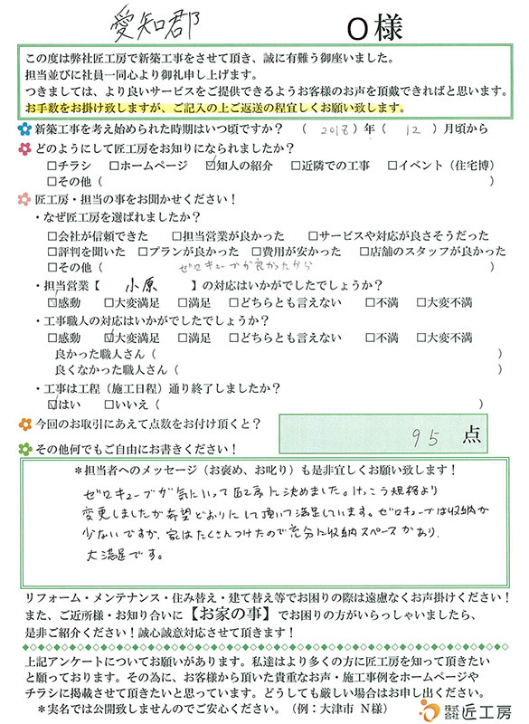 愛知郡　O様【不動産を購入】